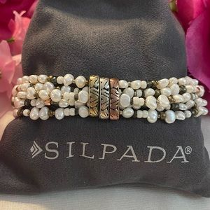 Silpada Pearl Multi-strand Sterling Silver, Brass, Copper Bracelet B2188